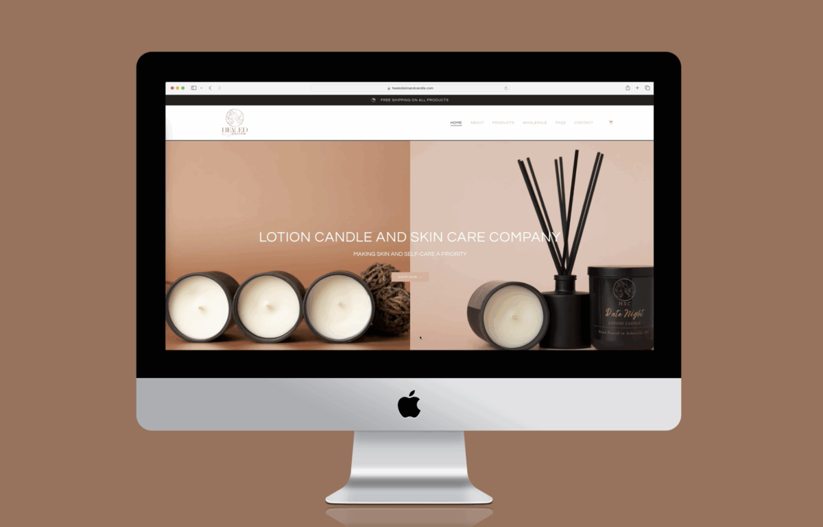 Mockup of website for candle company in Asheville, NC.